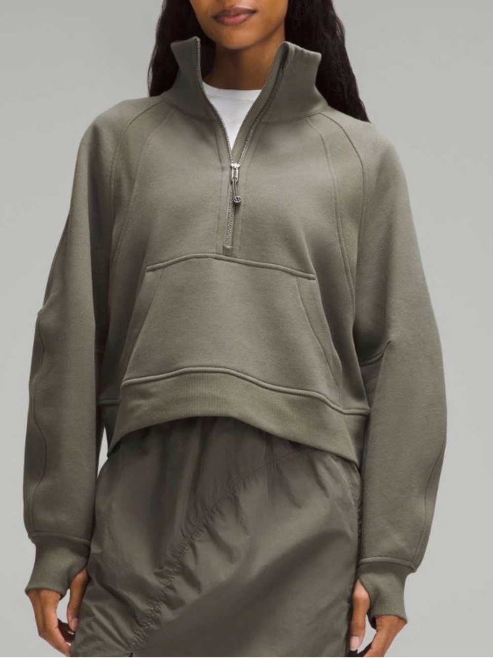 Lululemon Scuba Oversized Funnel Neck Half Zip ~ M/L ~ Army Green